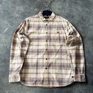 Kr3w Krew Flannel Shirt Mens M Tan Plaid Button Up Long Sleeve Skater Grunge